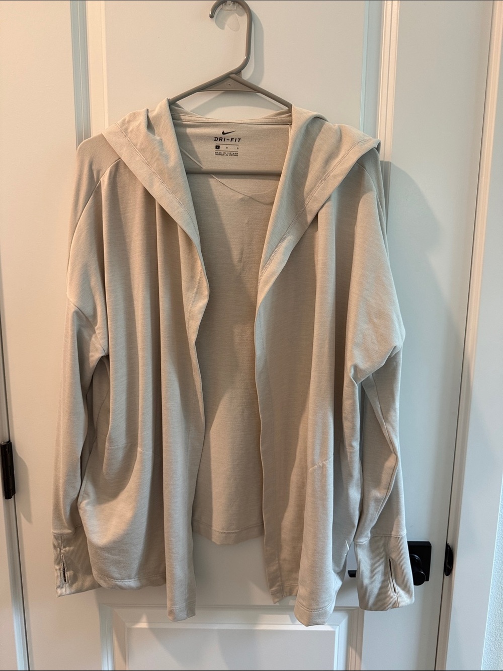 Nike Yoga Beige Lightweight Hooded Open Cardigan